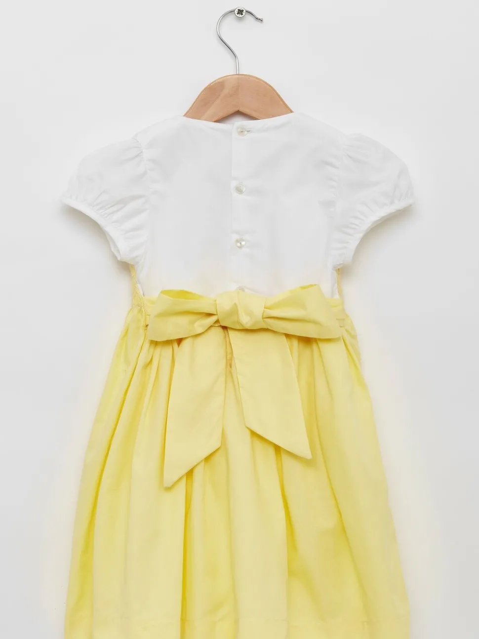 Trotters London Girls Lemon Yellow Rose Hand Smocked Dress