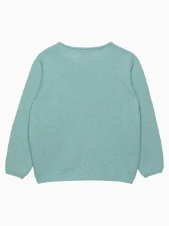 Trotters London Green Velvet Bow Cardigan