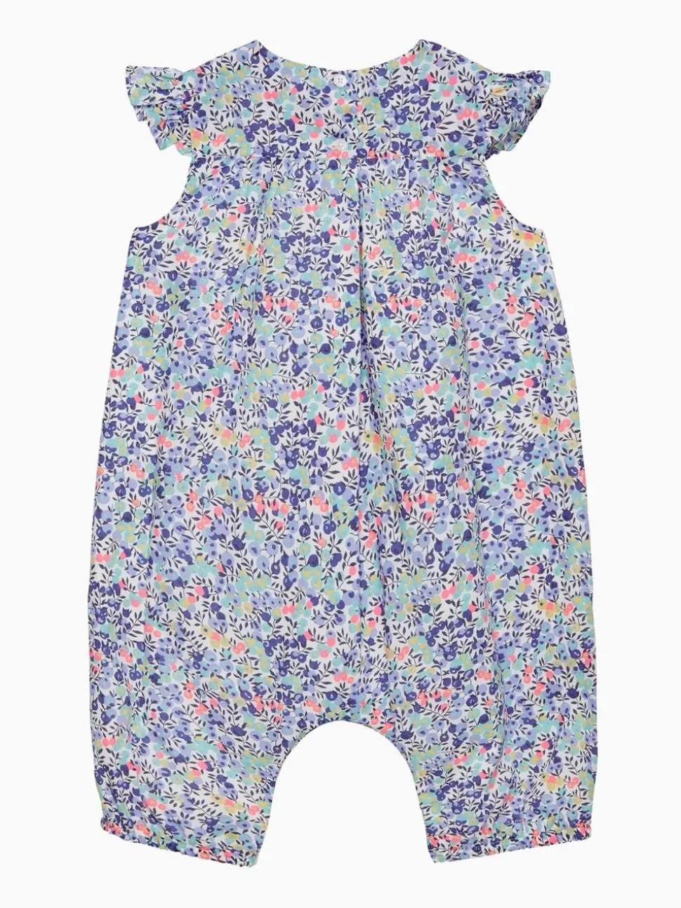 Trotters London Little Blue Liberty Print Neon Wiltshire 100% Cotton Romper