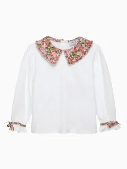 Trotters London Red Hedgerow Pie Crust Jersey Blouse