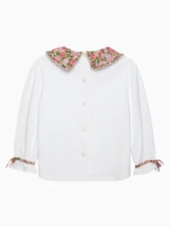 Trotters London Red Hedgerow Pie Crust Jersey Blouse