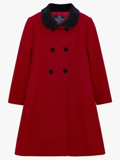 Trotters London Red Wool Scalloped Edge Coat