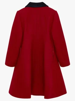 Trotters London Red Wool Scalloped Edge Coat
