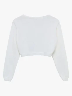Trotters London White Sophie Cropped 100% Cotton Cardigan