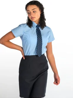 Trutex Blue Slim Fit Short Sleeve 2 Pack School Shirts