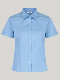 Trutex Blue Slim Fit Short Sleeve 2 Pack School Shirts