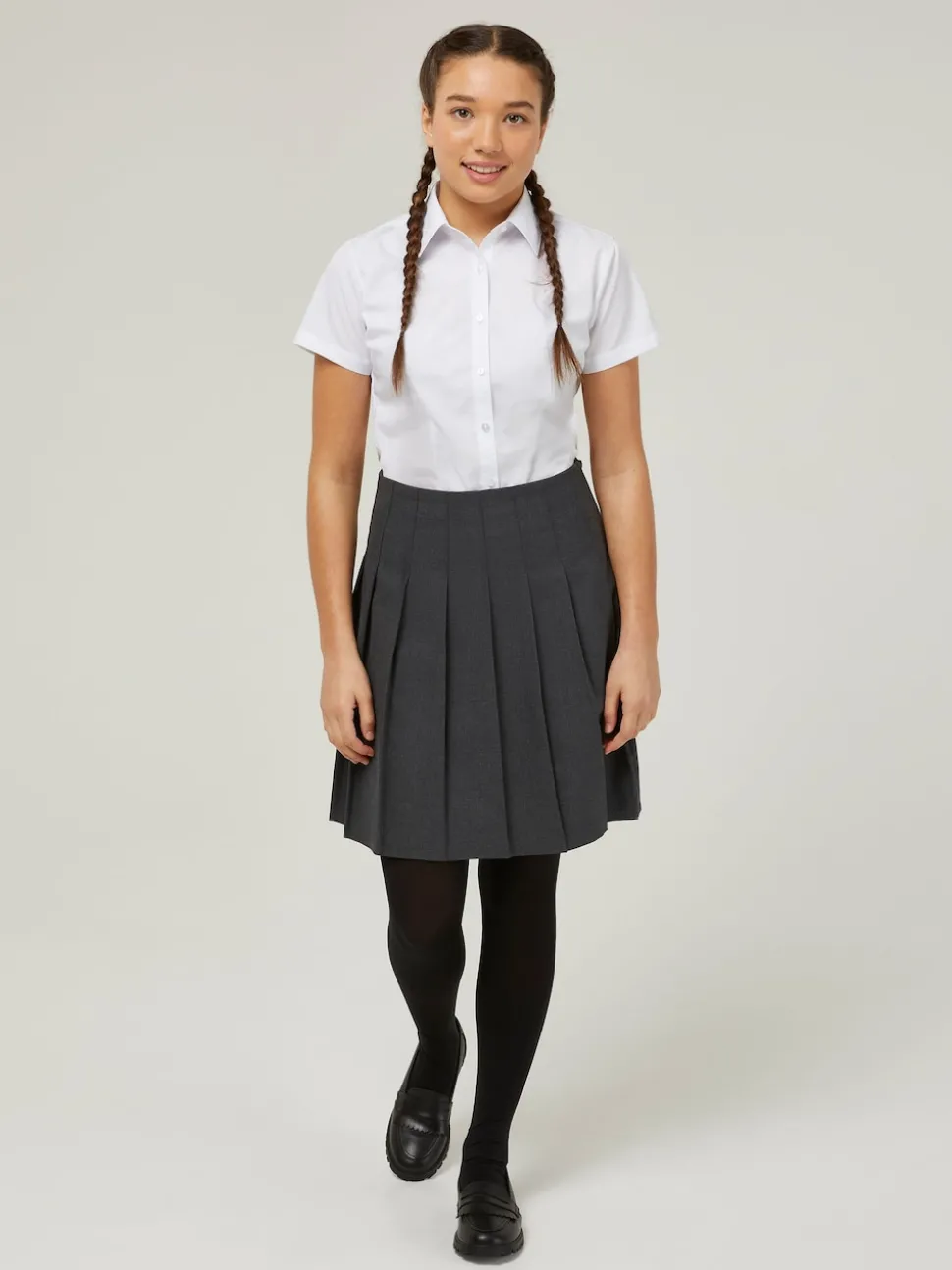 Trutex Grey 20" Stitch Down Permanent Pleats School Skirt (11-17 Yrs)