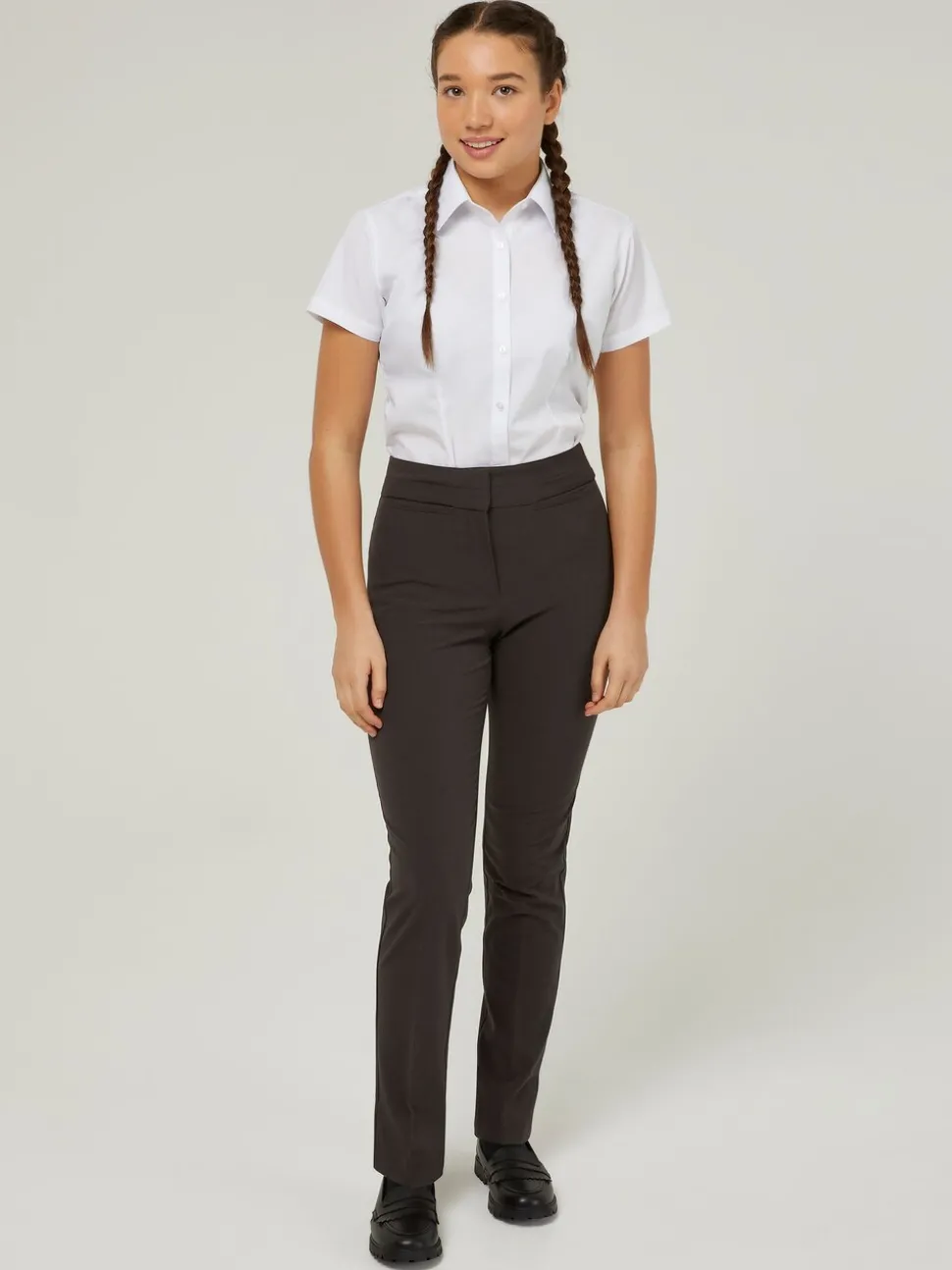 Trutex Straight Leg Twin Pocket Girls Grey School Trousers