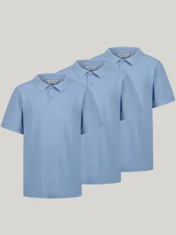 Trutex Unisex Blue 3 Pack Short Sleeve School Polo Shirts