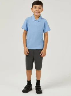 Trutex Unisex Blue 3 Pack Short Sleeve School Polo Shirts