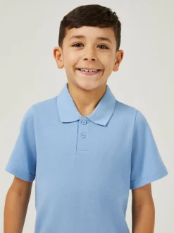 Trutex Unisex Blue 3 Pack Short Sleeve School Polo Shirts