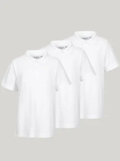 Trutex Unisex White 3 Pack Short Sleeve School Polo Shirts