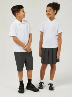 Trutex Unisex White 3 Pack Short Sleeve School Polo Shirts