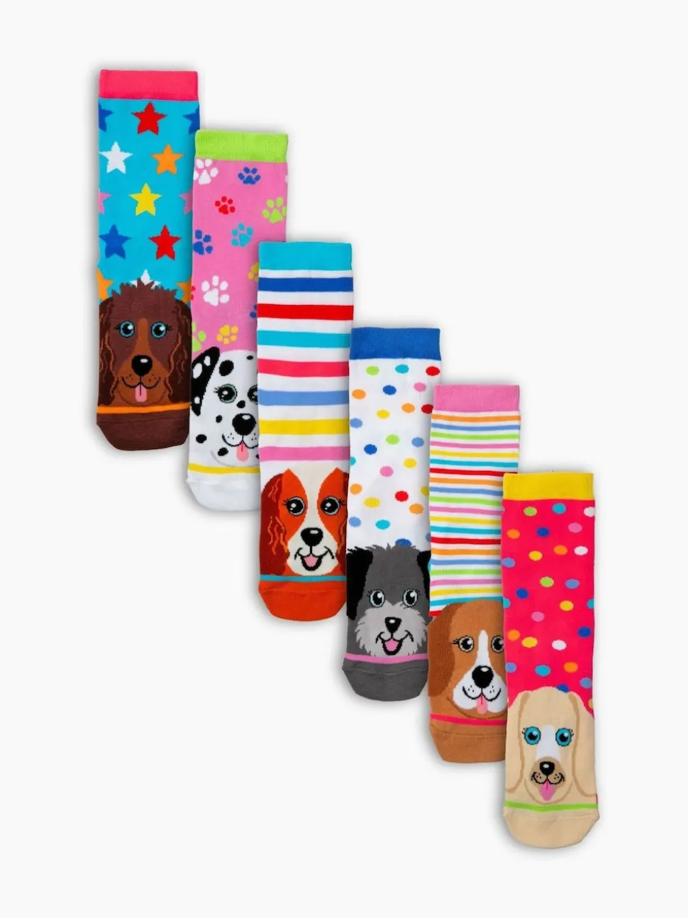 United Odd Socks Blue Pup Stars Girls Socks 6 pack