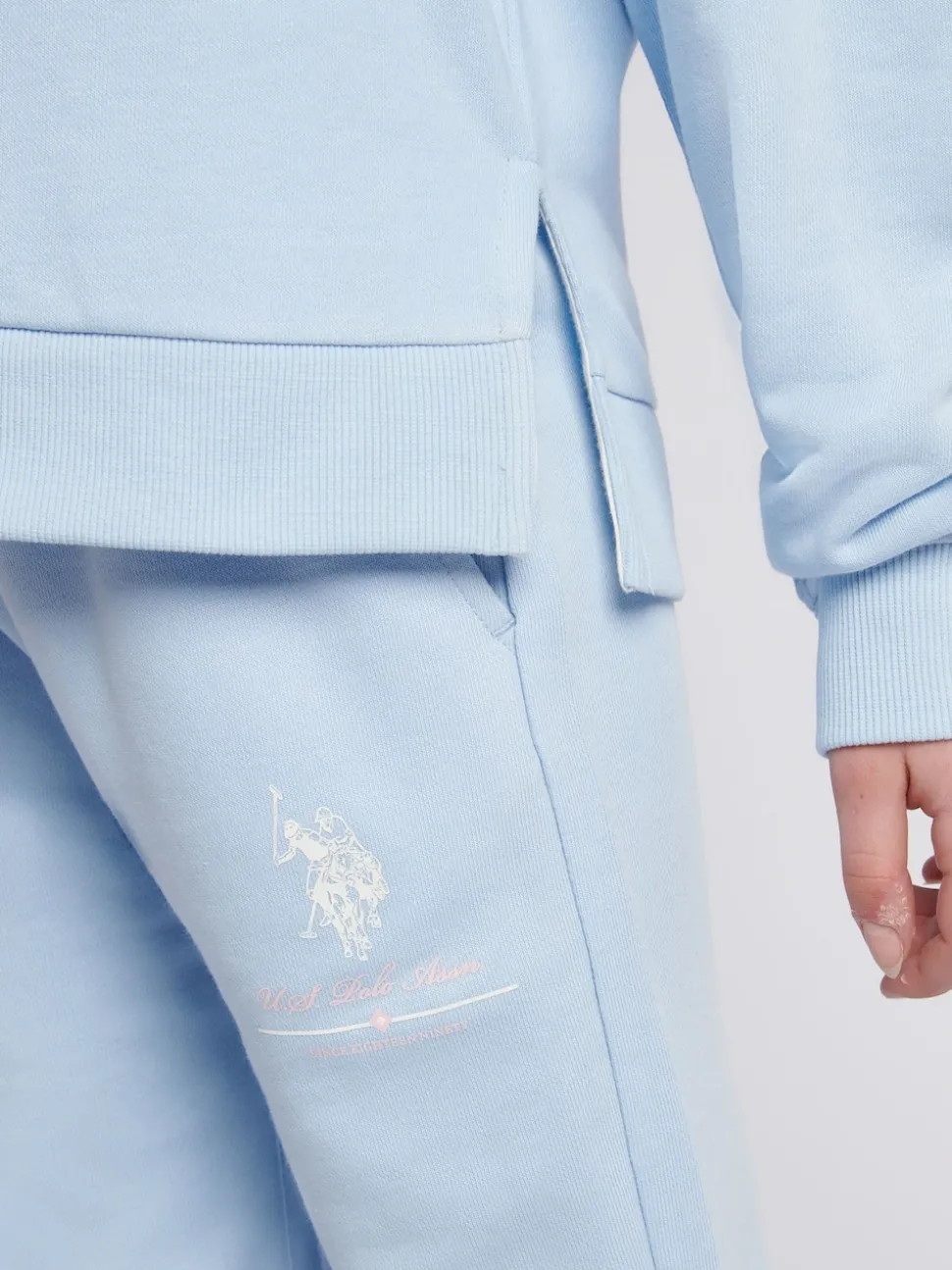 U.S. Polo Assn. Blue Girls Brushed Back Hoodie & Joggers Set