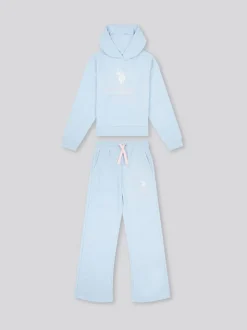 U.S. Polo Assn. Blue Girls Brushed Back Hoodie & Joggers Set