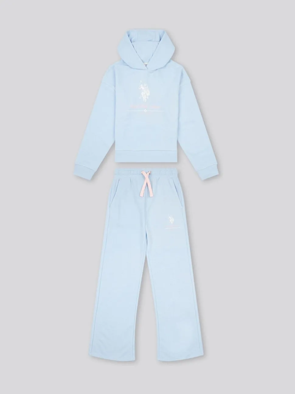 U.S. Polo Assn. Blue Girls Brushed Back Hoodie & Joggers Set
