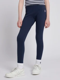 U.S. Polo Assn. Blue Girls Elastic Waistband Leggings