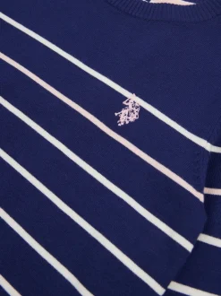U.S. Polo Assn Blue U.S. Polo Assn. Girls Blue Stripe Crew Jumper