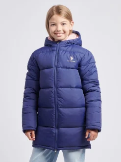 U.S. Polo Assn Blue U.S. Polo Assn. Girls Longline Puffer Jacket