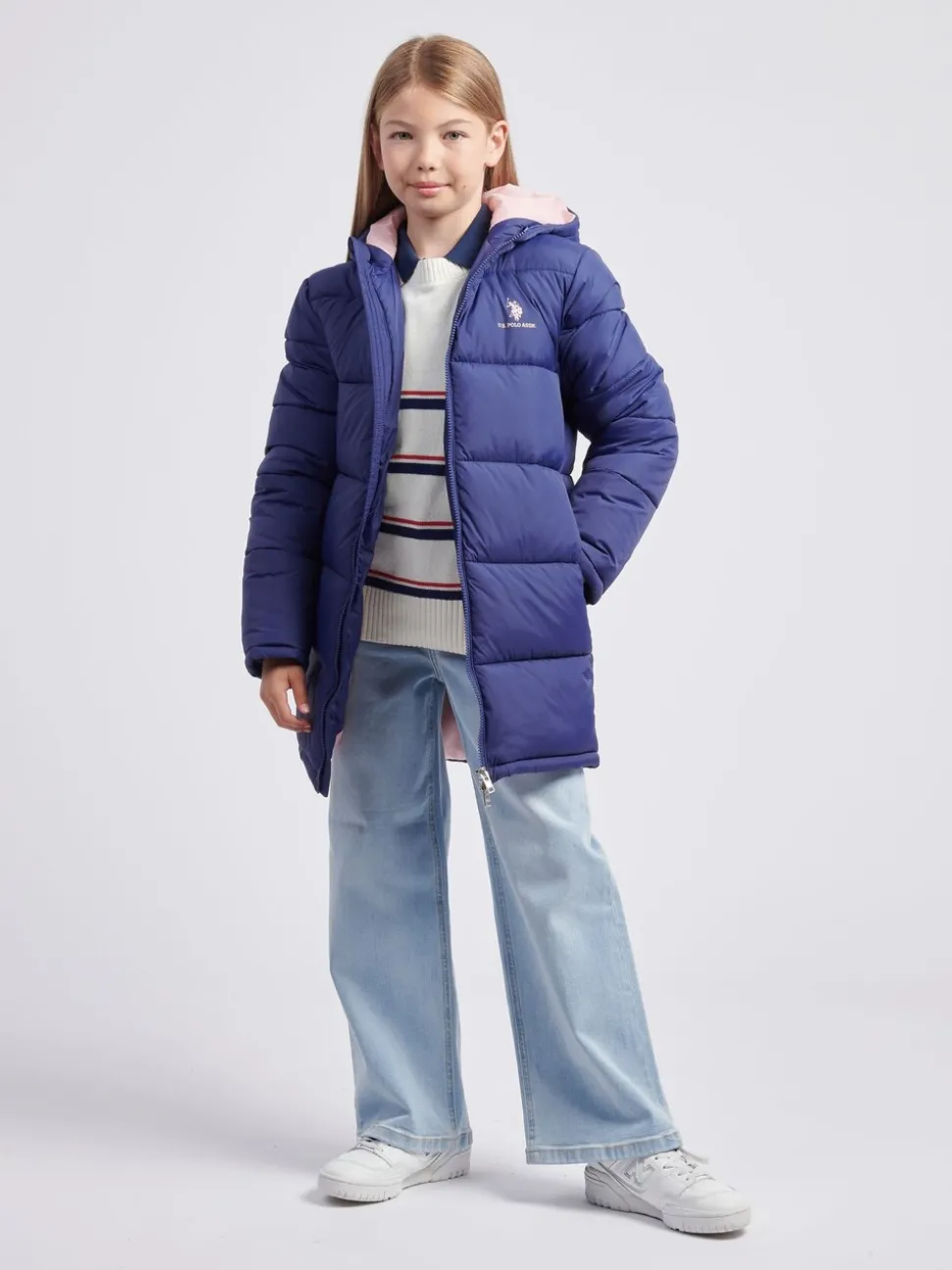 U.S. Polo Assn Blue U.S. Polo Assn. Girls Longline Puffer Jacket