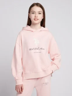 U.S. Polo Assn. Pink Girls Brushed Back Hoodie & Joggers Set