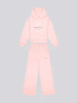 U.S. Polo Assn. Pink Girls Brushed Back Hoodie & Joggers Set