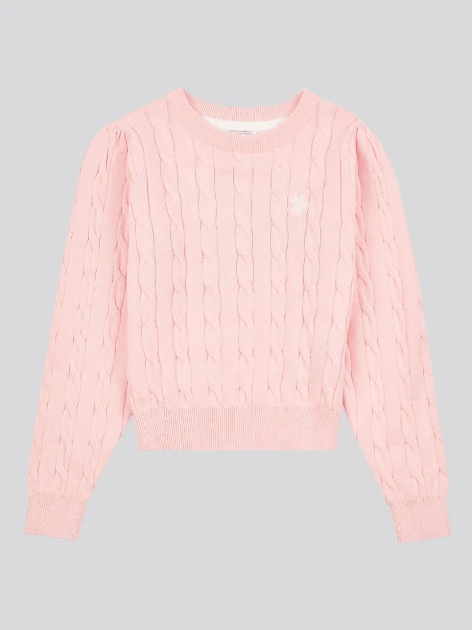 U.S. Polo Assn. Pink Girls Cable Knit 100% Cotton Jumper