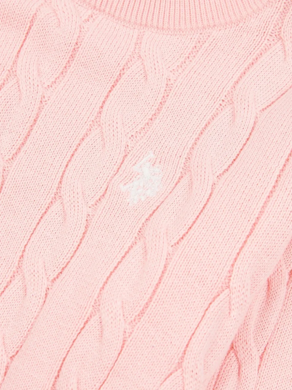 U.S. Polo Assn. Pink Girls Cable Knit 100% Cotton Jumper