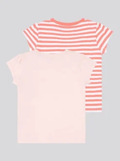 U.S. Polo Assn. Pink Girls Double Horsemen Mixed Cap Sleeve T-Shirts 2 Pack