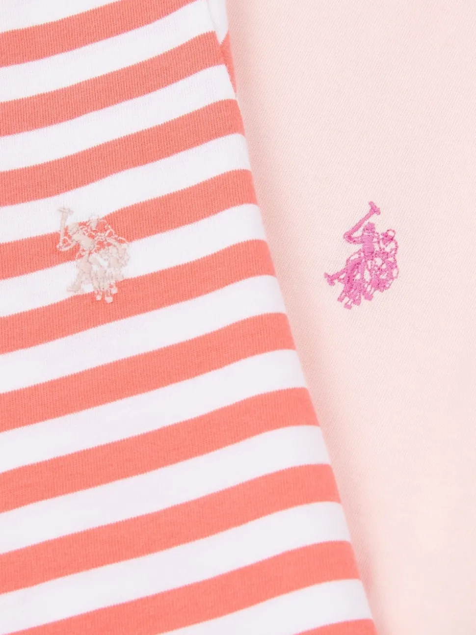 U.S. Polo Assn. Pink Girls Double Horsemen Mixed Cap Sleeve T-Shirts 2 Pack