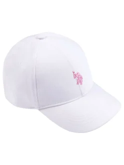 U.S. Polo Assn. White Girls Double Horsemen Canvas 100% Cotton Cap
