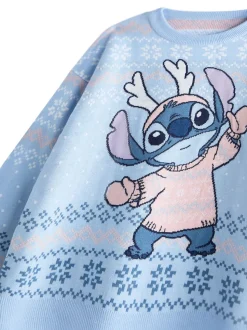Vanilla Underground Blue Girls Disney Stitch Christmas Jumpers
