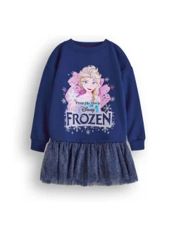 Vanilla Underground Blue Girls Frozen Longline Sweatshirt With Trim