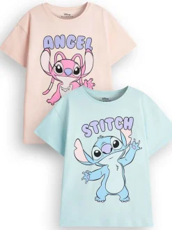 Vanilla Underground Blue Girls Stitch 100% Cotton T-Shirts 2 Pack