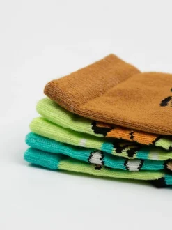 Vanilla Underground Green Calf Socks Set Of 5 Pack