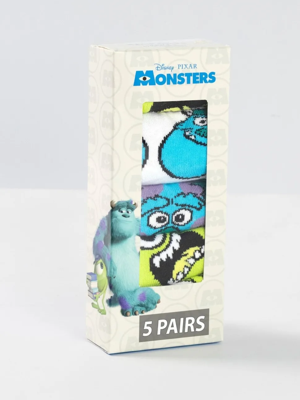 Vanilla Underground Green Disney Monsters Inc Unisex Kids Green Mike & Sully Calf Socks Set of 5