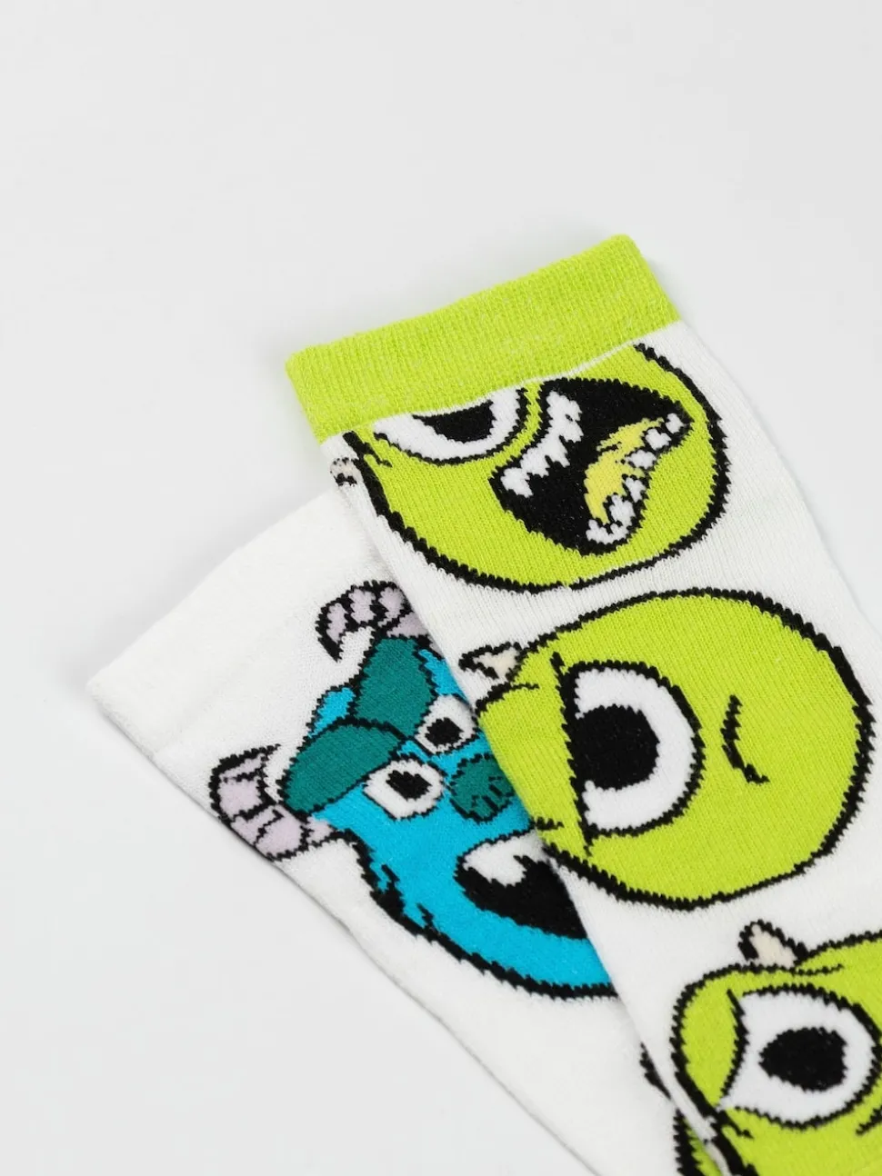 Vanilla Underground Green Disney Monsters Inc Unisex Kids Green Mike & Sully Calf Socks Set of 5