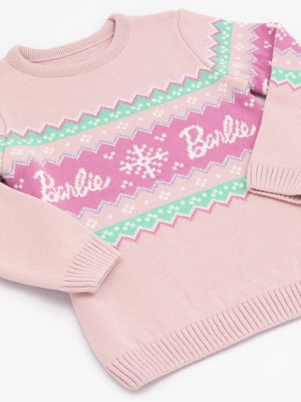 Vanilla Underground Pink Barbie Kids Christmas Jumper