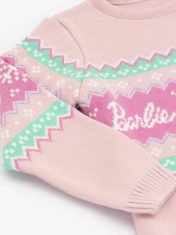 Vanilla Underground Pink Barbie Kids Christmas Jumper