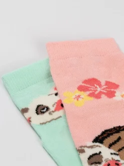 Vanilla Underground Pink Disney Moana Calf Socks Set of 5