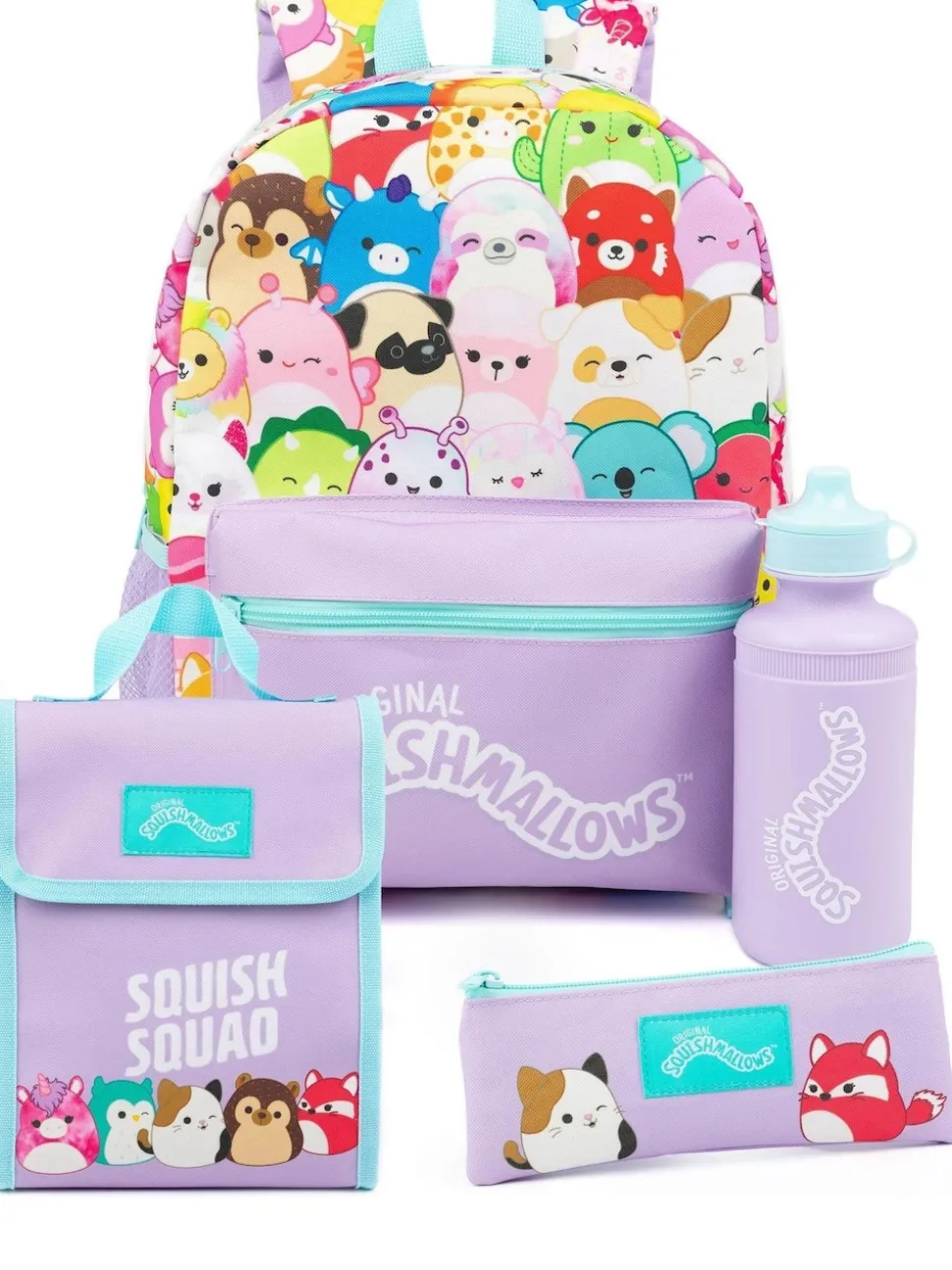 Vanilla Underground Purple Squishmallows Girls 4 Piece Backpack Set