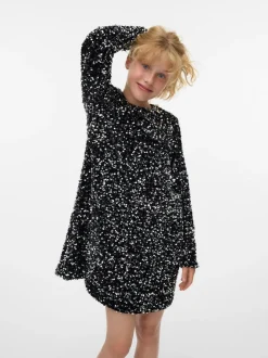 VERO MODA Black Sequin Long Sleeve Dress