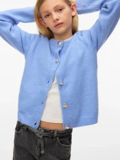 VERO MODA Blue Long Sleeve Button Through Cardigan