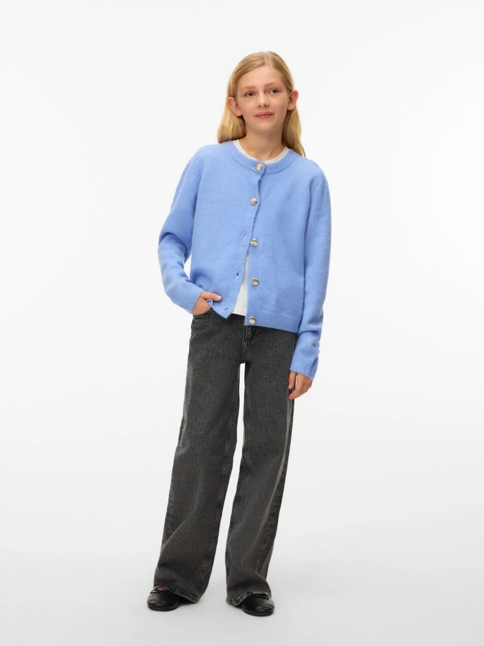 VERO MODA Blue Long Sleeve Button Through Cardigan