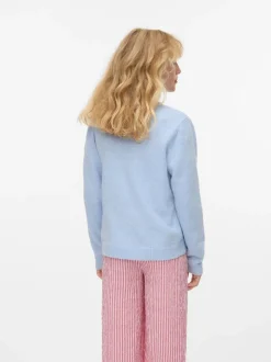 VERO MODA Blue Round Neck Soft Touch Cosy Knitted Jumper