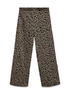 VERO MODA Brown Wide Leg Leopard Print Trousers