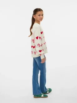 VERO MODA Cream Candy Cane Christmas Jumper