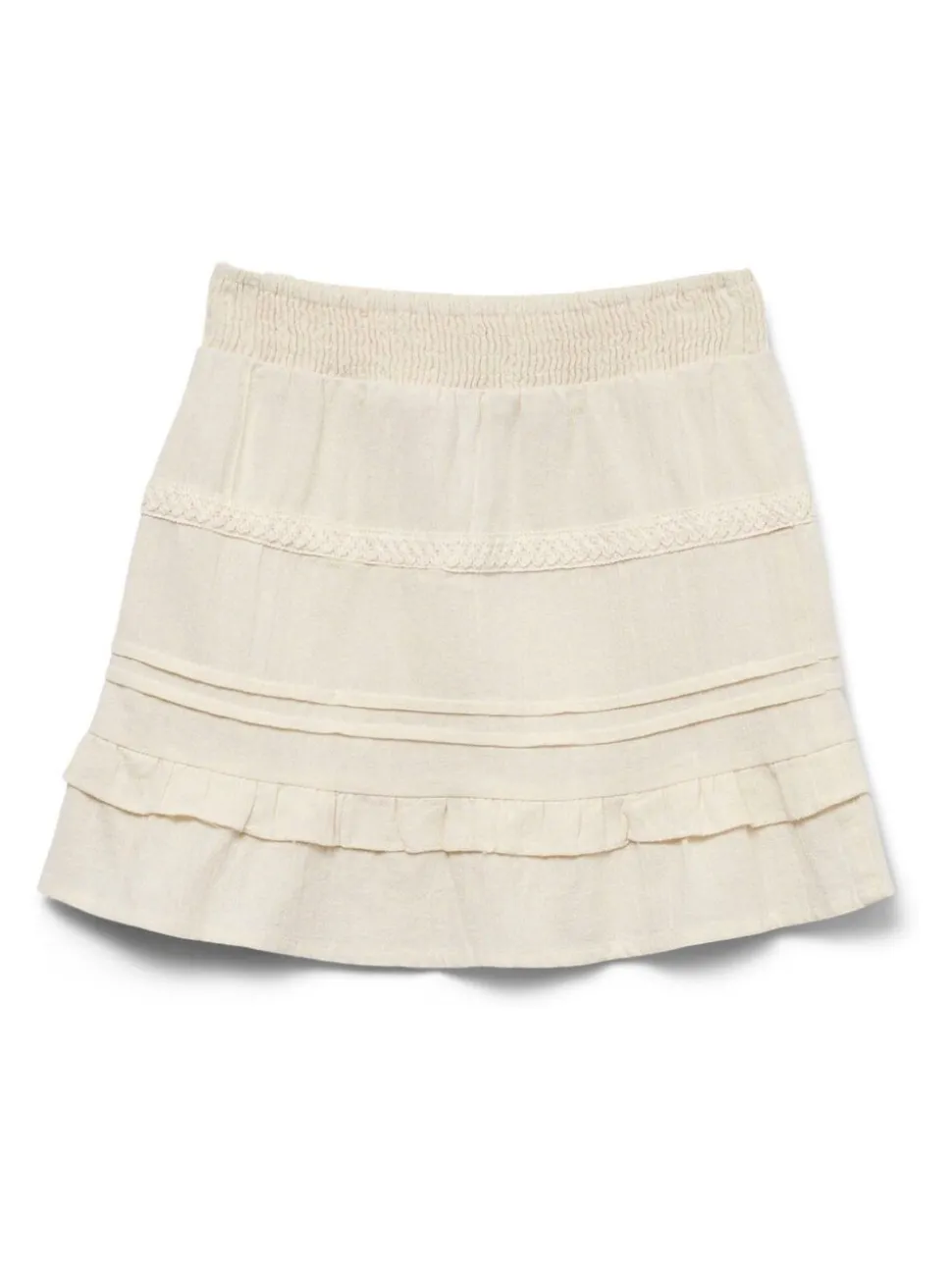 VERO MODA Cream Elasticated Waist Woven Mini Skirt