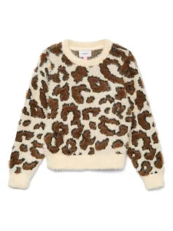 Vero Moda Cream Leopard Print Knitted Jumper